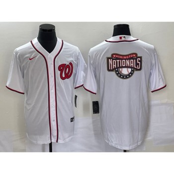 Men's Washington Nationals White Big Logo in Back Stitched Baseball Jersey Men's Washington Nationals White Big Logo in Back Stitched Baseball Jersey