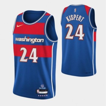 Men's Washington Wizards #24 Corey Kispert 75th Anniversary 2021/2022 Blue City Edition Swingman Stitched Jersey Men's Washington Wizards #24 Corey Kispert 75th Anniversary 2021/2022 Blue City Edition Swingman Stitched Jersey