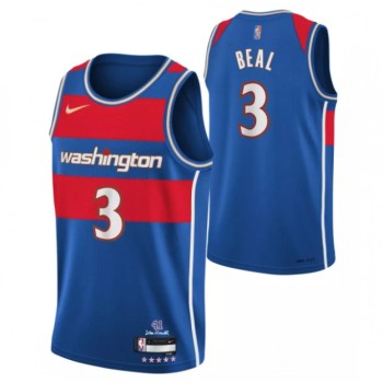 Men's Washington Wizards #3 Bradley Beal 75th Anniversary 2021/2022 Blue City Edition Swingman Stitched Jersey Men's Washington Wizards #3 Bradley Beal 75th Anniversary 2021/2022 Blue City Edition Swingman Stitched Jersey