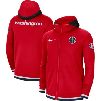 Men's Washington Wizards Red 75th Anniversary Performance Showtime Full-Zip Hoodie Jacket Men's Washington Wizards Red 75th Anniversary Performance Showtime Full-Zip Hoodie Jacket