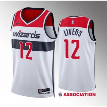 Men's Washington Wizards #12 Isaiah Livers White Association Edition Stitched Basketball Jersey Men's Washington Wizards #12 Isaiah Livers White Association Edition Stitched Basketball Jersey