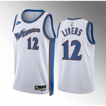 Men's Washington Wizards #12 Isaiah Livers White Classic Edition Stitched Basketball Jersey Men's Washington Wizards #12 Isaiah Livers White Classic Edition Stitched Basketball Jersey