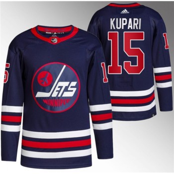 Men's Winnipeg Jets #15 Rasmus Kupari 2021/22 Navy Stitched Jersey Men's Winnipeg Jets #15 Rasmus Kupari 2021/22 Navy Stitched Jersey