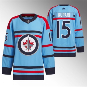 Men's Winnipeg Jets #15 Rasmus Kupari Light Blue Anniversary Primegreen Stitched Jersey Men's Winnipeg Jets #15 Rasmus Kupari Light Blue Anniversary Primegreen Stitched Jersey