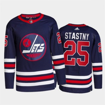 Men's Winnipeg Jets #25 Paul Stastny 2021/22 Navy Stitched Jersey Men's Winnipeg Jets #25 Paul Stastny 2021/22 Navy Stitched Jersey