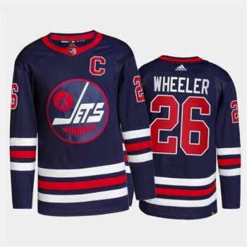 Men's Winnipeg Jets #26 Blake Wheeler 2021/22 Navy Stitched Jersey Men's Winnipeg Jets #26 Blake Wheeler 2021/22 Navy Stitched Jersey