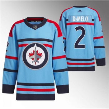 Men's Winnipeg Jets #2 Dylan DeMelo Light Blue Anniversary Primegreen Stitched Jersey Men's Winnipeg Jets #2 Dylan DeMelo Light Blue Anniversary Primegreen Stitched Jersey