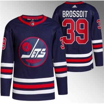 Men's Winnipeg Jets #39 Laurent Brossoit 2021/22 Navy Stitched Jersey Men's Winnipeg Jets #39 Laurent Brossoit 2021/22 Navy Stitched Jersey