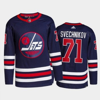 Men's Winnipeg Jets #71 Evgeny Svechnikov 2021/22 Navy Stitched Jersey Men's Winnipeg Jets #71 Evgeny Svechnikov 2021/22 Navy Stitched Jersey