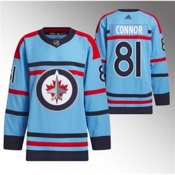 Men's Winnipeg Jets #81 Kyle Connor Light Blue Anniversary Primegreen Stitched Jersey Men's Winnipeg Jets #81 Kyle Connor Light Blue Anniversary Primegreen Stitched Jersey
