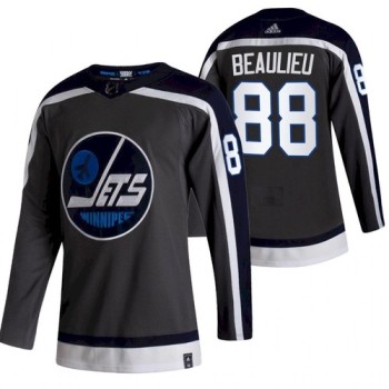 Men's Winnipeg Jets #88 Nathan Beaulieu 2021 Grey Reverse Retro Stitched Jersey Men's Winnipeg Jets #88 Nathan Beaulieu 2021 Grey Reverse Retro Stitched Jersey