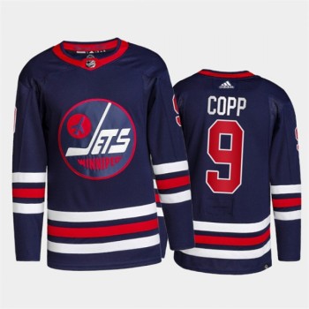 Men's Winnipeg Jets #9 Andrew Copp 2021/22 Navy Stitched Jersey Men's Winnipeg Jets #9 Andrew Copp 2021/22 Navy Stitched Jersey