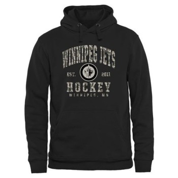 Men's Winnipeg Jets Black Camo Stack Pullover Hoodie Men's Winnipeg Jets Black Camo Stack Pullover Hoodie