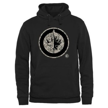 Men's Winnipeg Jets Black Rink Warrior Pullover Hoodie Men's Winnipeg Jets Black Rink Warrior Pullover Hoodie