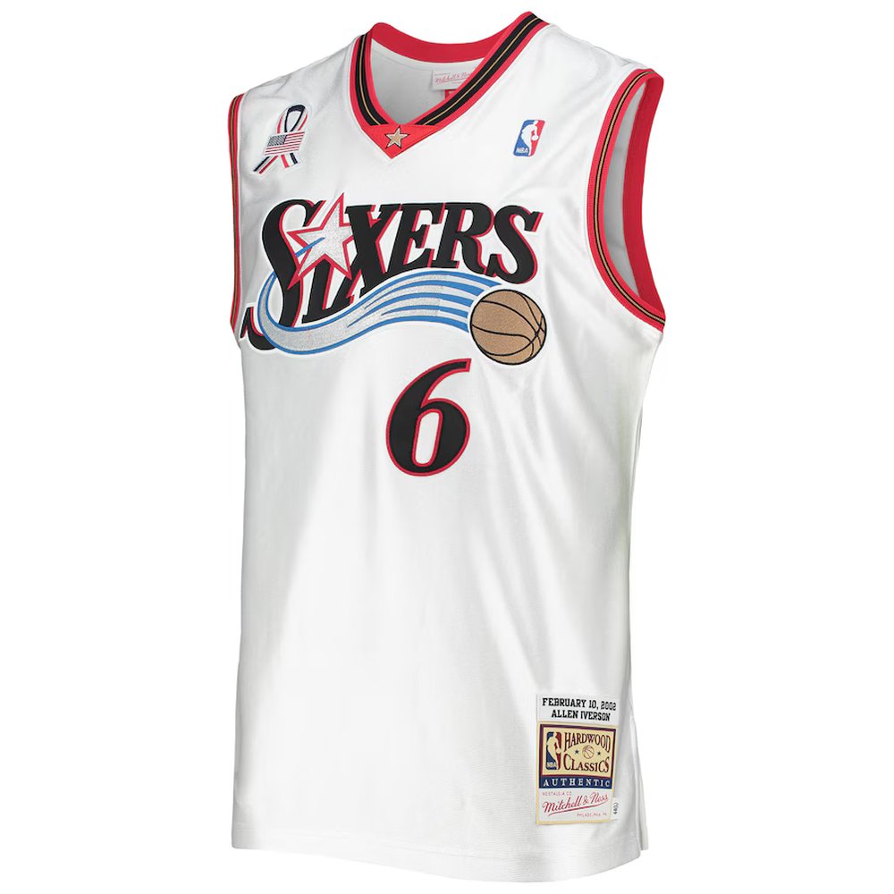 Men's Eastern Conference #6 Allen Iverson White Hardwood Classics 2002 NBA All-Star Game Authentic Jersey
