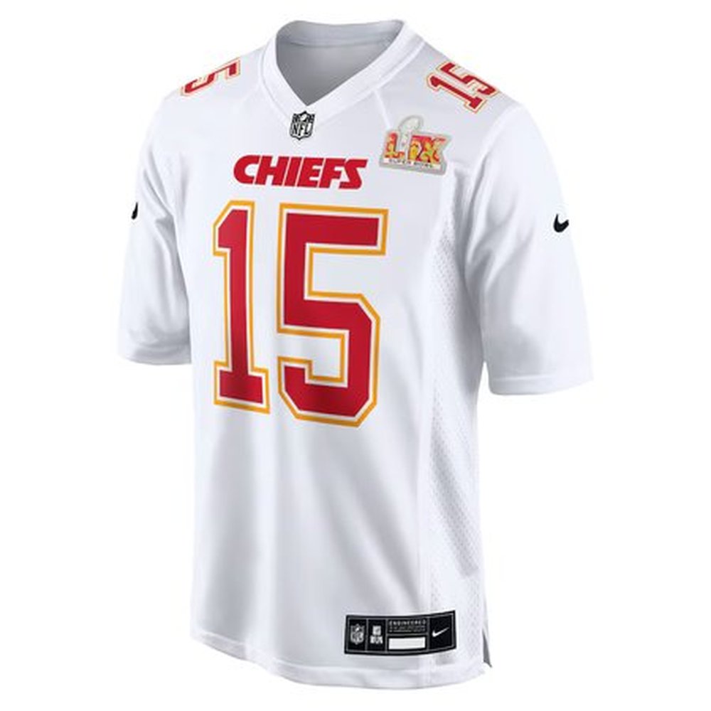 Men's Kansas City Chiefs #15 Patrick Mahomes Tundra White Super Bowl LIX Fashion Game Jersey