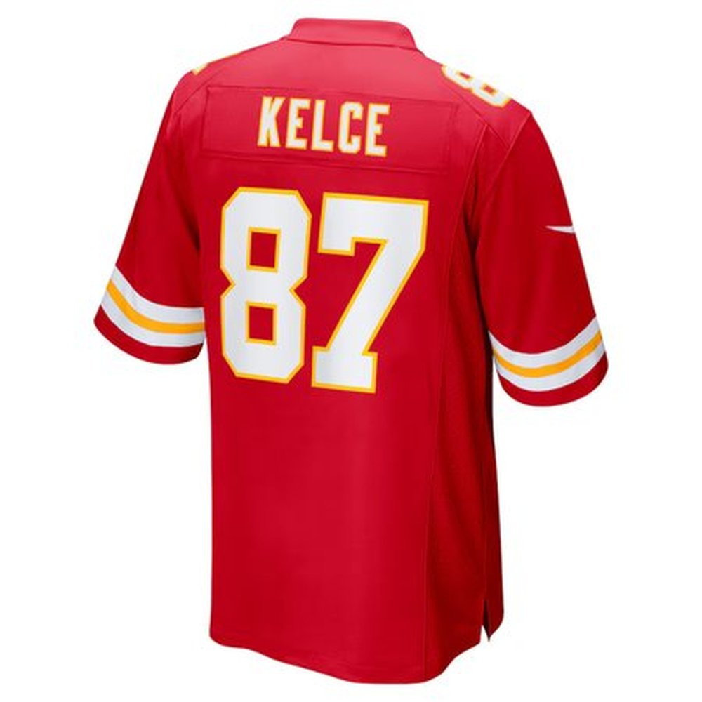 Men's Kansas City Chiefs #87 Travis Kelce Red Super Bowl LIX Game Jersey