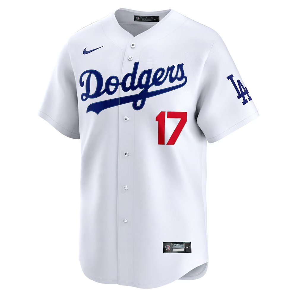 Men's Los Angeles Dodgers #17 Shohei Ohtani White Home Limited Kanji Player Jersey