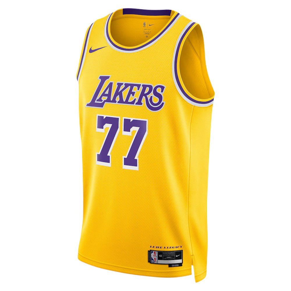 Unisex Los Angeles Lakers #77 Luka Doncic Gold Fast Break Replica Player Icon Edition Jersey