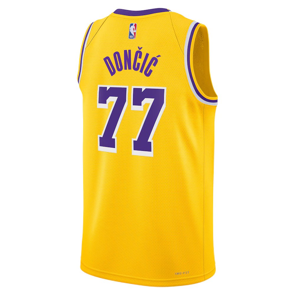 Unisex Los Angeles Lakers #77 Luka Doncic Gold Fast Break Replica Player Icon Edition Jersey