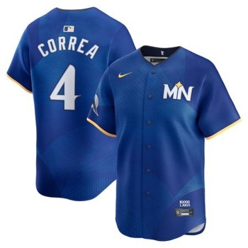 Men's Minnesota Twins #4 Carlos Correa Royal 2024 City Connect Limited Jersey Men's Minnesota Twins #4 Carlos Correa Royal 2024 City Connect Limited Jersey