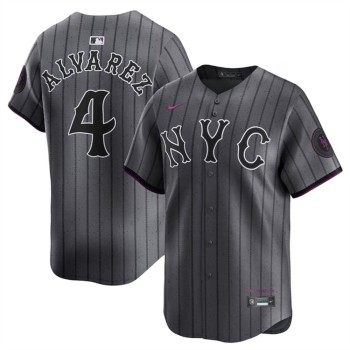Men's New York Mets #4 Francisco Alvarez Gray 2024 City Connect Limited Stitched Baseball Jersey Men's New York Mets #4 Francisco Alvarez Gray 2024 City Connect Limited Stitched Baseball Jersey