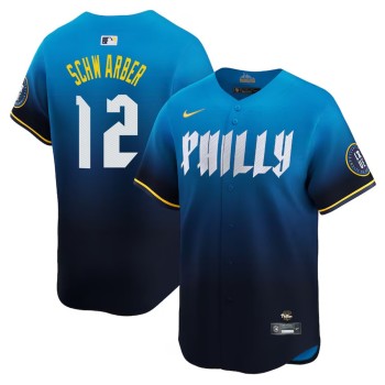 Men's Philadelphia Phillies #12 Kyle Schwarber Blue 2024 City Connect Limited Player Jersey Men's Philadelphia Phillies #12 Kyle Schwarber Blue 2024 City Connect Limited Player Jersey