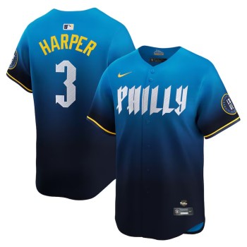 Men's Philadelphia Phillies #3 Bryce Harper Blue 2024 City Connect Limited Player Jersey Men's Philadelphia Phillies #3 Bryce Harper Blue 2024 City Connect Limited Player Jersey