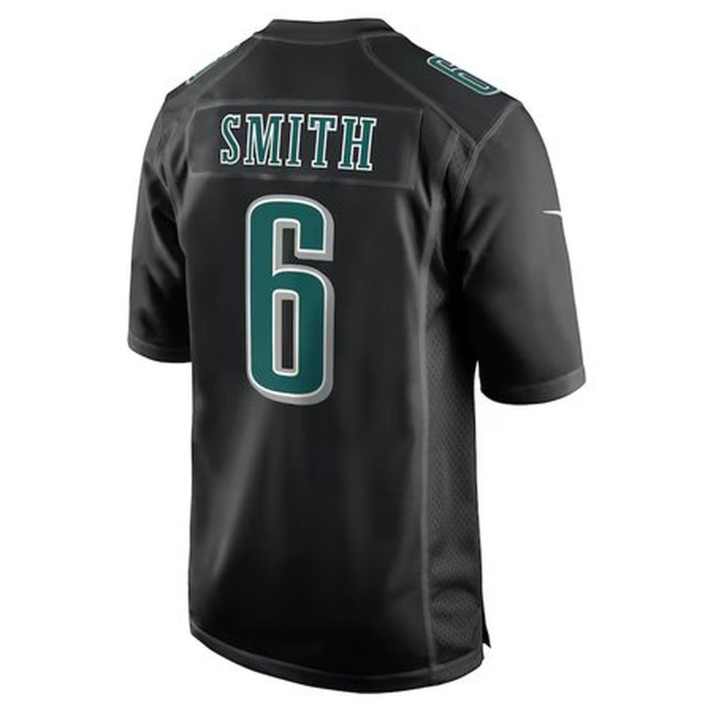 Men's Philadelphia Eagles #6 DeVonta Smith Carbon Black Super Bowl LIX Fashion Game Player Jersey Men's Philadelphia Eagles #6 DeVonta Smith Carbon Black Super Bowl LIX Fashion Game Player Jersey