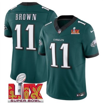 Men's Philadelphia Eagles #11 A.J. Brown Green 2025 Super Bowl LIX Patch New F.U.S.E. Vapor Untouchable Limited Stitched Football Jersey Men's Philadelphia Eagles #11 A.J. Brown Green 2025 Super Bowl LIX Patch New F.U.S.E. Vapor Untouchable Limited Stitched Football Jersey