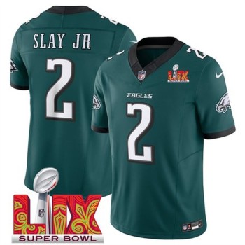 Men's Philadelphia Eagles #2 Darius Slay JR Green 2025 Super Bowl LIX Patch New F.U.S.E. Vapor Limited Stitched Football Jersey Men's Philadelphia Eagles #2 Darius Slay JR Green 2025 Super Bowl LIX Patch New F.U.S.E. Vapor Limited Stitched Football Jersey