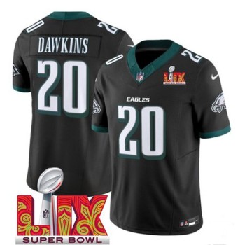 Men's Philadelphia Eagles #20 Brian Dawkins Black 2025 Super Bowl LIX Patch New F.U.S.E. Vapor Limited Stitched Football Jersey Men's Philadelphia Eagles #20 Brian Dawkins Black 2025 Super Bowl LIX Patch New F.U.S.E. Vapor Limited Stitched Football Jersey