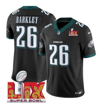 Men's Philadelphia Eagles #26 Saquon Barkley Black 2025 Super Bowl LIX Patch New F.U.S.E. Vapor Untouchable Limited Stitched Football Jersey Men's Philadelphia Eagles #26 Saquon Barkley Black 2025 Super Bowl LIX Patch New F.U.S.E. Vapor Untouchable Limited Stitched Football Jersey