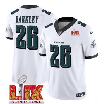 Men's Philadelphia Eagles #26 Saquon Barkley White 2025 Super Bowl LIX Patch New F.U.S.E. Vapor Untouchable Limited Stitched Football Jersey Men's Philadelphia Eagles #26 Saquon Barkley White 2025 Super Bowl LIX Patch New F.U.S.E. Vapor Untouchable Limited Stitched Football Jersey