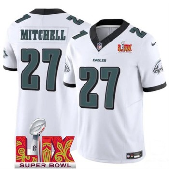 Men's Philadelphia Eagles #27 Quinyon Mitchell White 2025 Super Bowl LIX Patch New F.U.S.E. Vapor Limited Stitched Football Jersey Men's Philadelphia Eagles #27 Quinyon Mitchell White 2025 Super Bowl LIX Patch New F.U.S.E. Vapor Limited Stitched Football Jersey