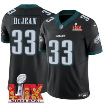 Men's Philadelphia Eagles #33 Cooper DeJean Black 2025 Super Bowl LIX Patch New F.U.S.E. Vapor Untouchable Limited Stitched Football Jersey Men's Philadelphia Eagles #33 Cooper DeJean Black 2025 Super Bowl LIX Patch New F.U.S.E. Vapor Untouchable Limited Stitched Football Jersey