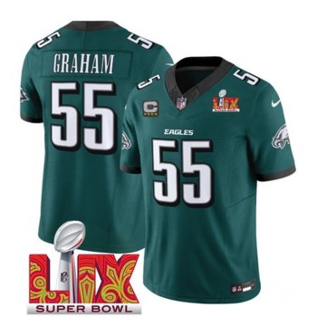 Men's Philadelphia Eagles #55 Brandon Graham Green 2025 Super Bowl LIX Patch And 4-Star C Patch New F.U.S.E. Vapor Limited Stitched Football Jersey Men's Philadelphia Eagles #55 Brandon Graham Green 2025 Super Bowl LIX Patch And 4-Star C Patch New F.U.S.E. Vapor Limited Stitched Football Jersey