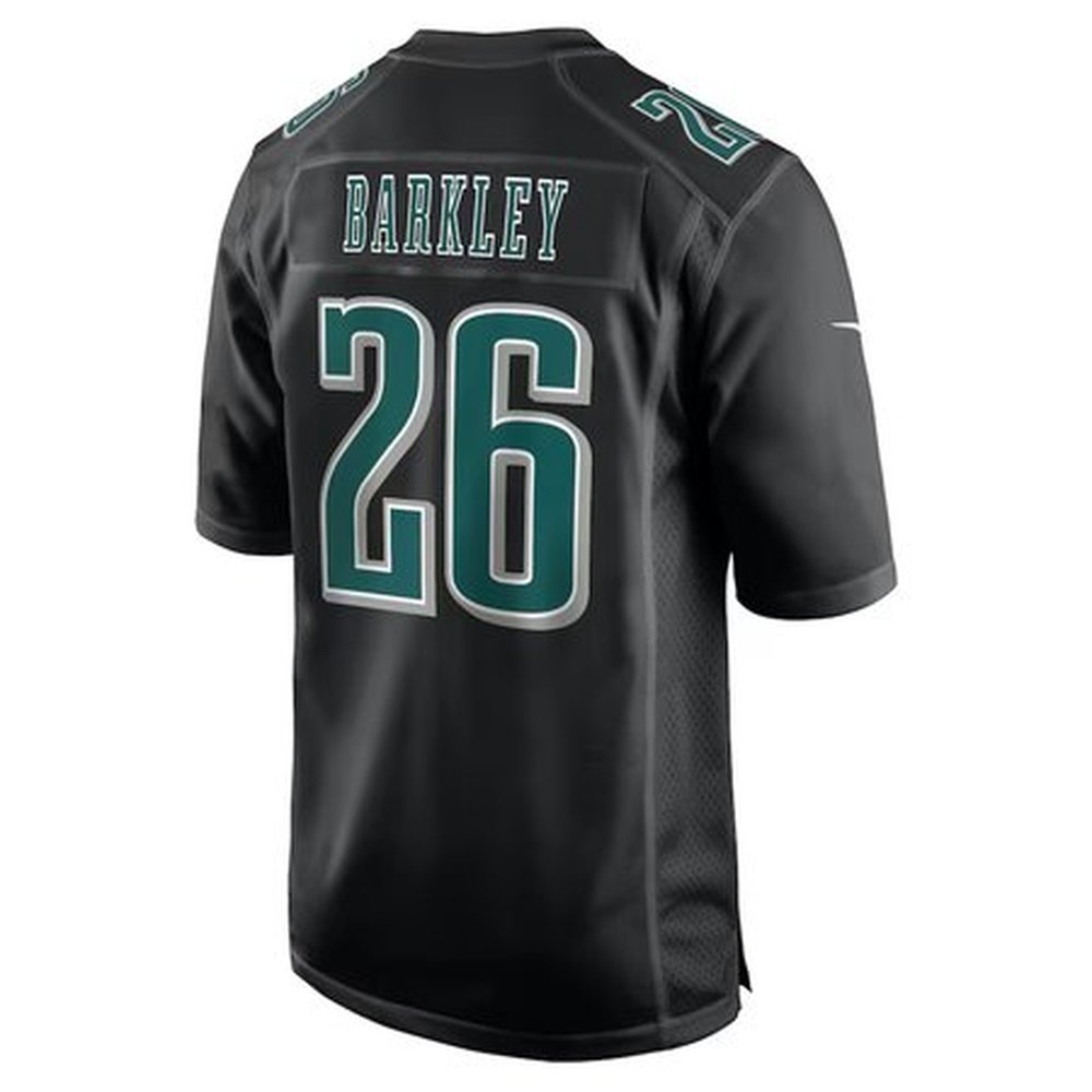 Men's Philadelphia Eagles #26 Saquon Barkley Carbon Black Super Bowl LIX Fashion Game Player Jersey Men's Philadelphia Eagles #26 Saquon Barkley Carbon Black Super Bowl LIX Fashion Game Player Jersey