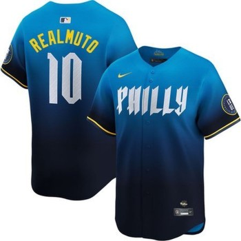 Men's Philadelphia Phillies #10 J.T. Realmuto Blue 2024 City Connect Limited Player Jersey Men's Philadelphia Phillies #10 J.T. Realmuto Blue 2024 City Connect Limited Player Jersey