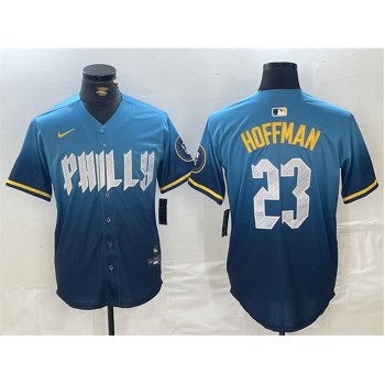 Men's Philadelphia Phillies #23 Jeff Hoffman Blue 2024 City Connect Limited Stitched Jersey Men's Philadelphia Phillies #23 Jeff Hoffman Blue 2024 City Connect Limited Stitched Jersey
