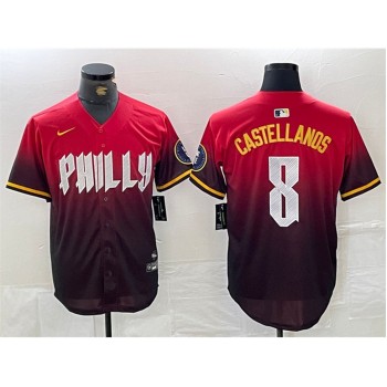 Men's Philadelphia Phillies #8 Nick Castellanos Red 2024 City Connect Limited Stitched Jersey Men's Philadelphia Phillies #8 Nick Castellanos Red 2024 City Connect Limited Stitched Jersey
