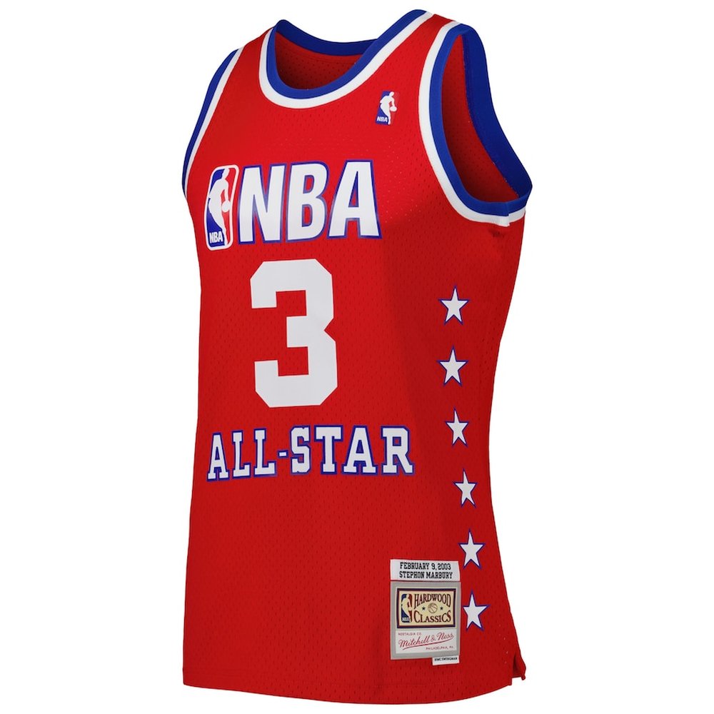 Men's Western Conference #3 Stephon Marbury Red 2003 All Star Game Swingman Jersey
