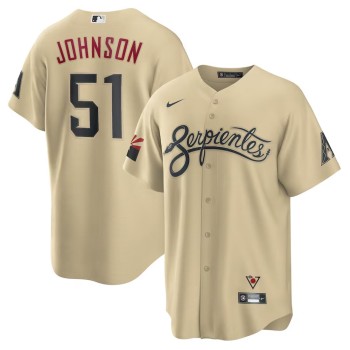 Men's Arizona Diamondbacks #51 Randy Johnson Cream Base Stitched Baseball Jersey Men's Arizona Diamondbacks #51 Randy Johnson Cream Base Stitched Baseball Jersey