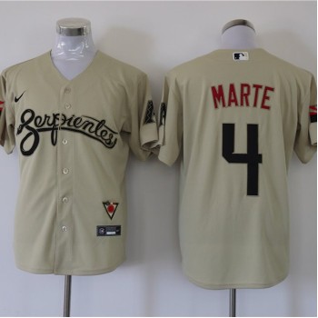 Men's Arizona Diamondbacks #4 Ketel Marte Cream Cool Base Stitched Baseball Jersey Men's Arizona Diamondbacks #4 Ketel Marte Cream Cool Base Stitched Baseball Jersey