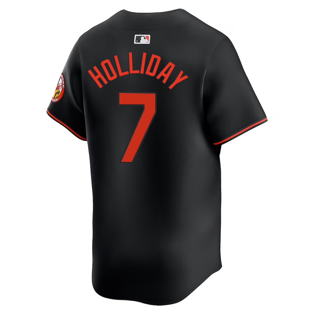 Men's Baltimore Orioles #7 Jackson Holliday Black Cool Base Stitched Jersey