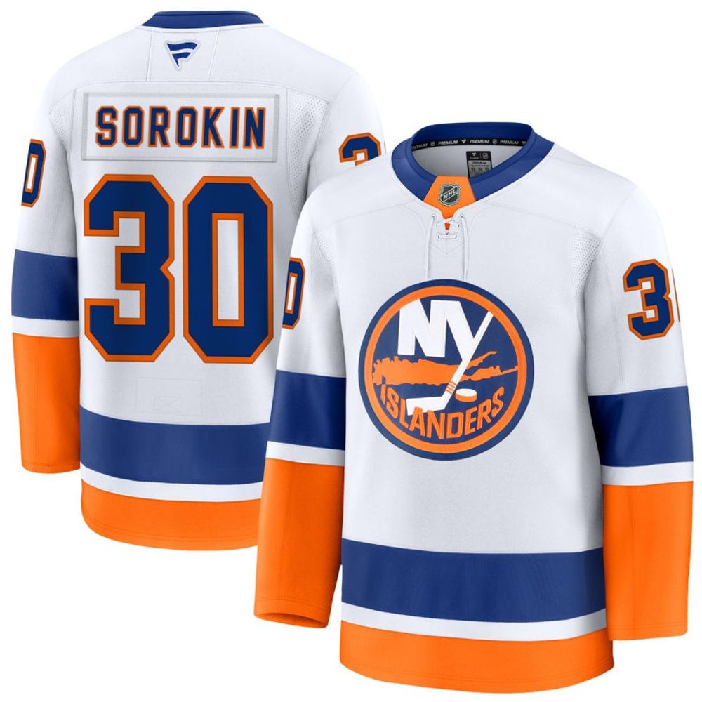 Youth New York Islanders #30 Ilya Sorokin White Away Jersey Youth New York Islanders #30 Ilya Sorokin White Away Jersey