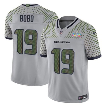 Men's Seattle Seahawks #19 Jake Bobo Gray Super Bowl LX Rivalries Collection Vapor F.U.S.E. Limited Stitched Jersey