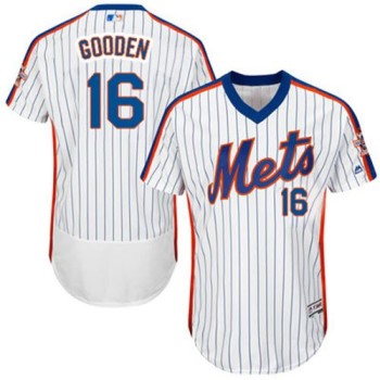 Mets #16 Dwight Gooden White(Blue Strip) Flexbase Authentic Collection Cooperstown Stitched MLB Jersey Mets #16 Dwight Gooden White(Blue Strip) Flexbase Authentic Collection Cooperstown Stitched MLB Jersey