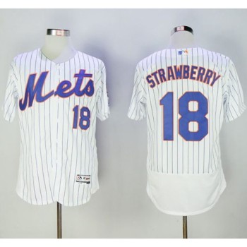 Mets #18 Darryl Strawberry White(Blue Strip) Flexbase Authentic Collection Stitched MLB Jersey Mets #18 Darryl Strawberry White(Blue Strip) Flexbase Authentic Collection Stitched MLB Jersey