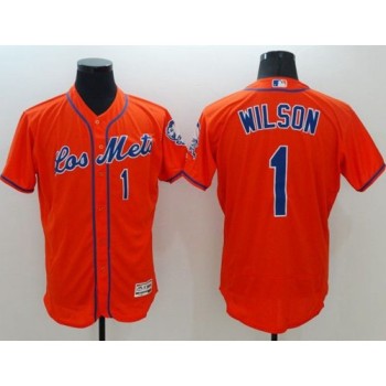 Mets #1 Mookie Wilson Orange Flexbase Authentic Collection Los Mets Stitched MLB Jersey Mets #1 Mookie Wilson Orange Flexbase Authentic Collection Los Mets Stitched MLB Jersey